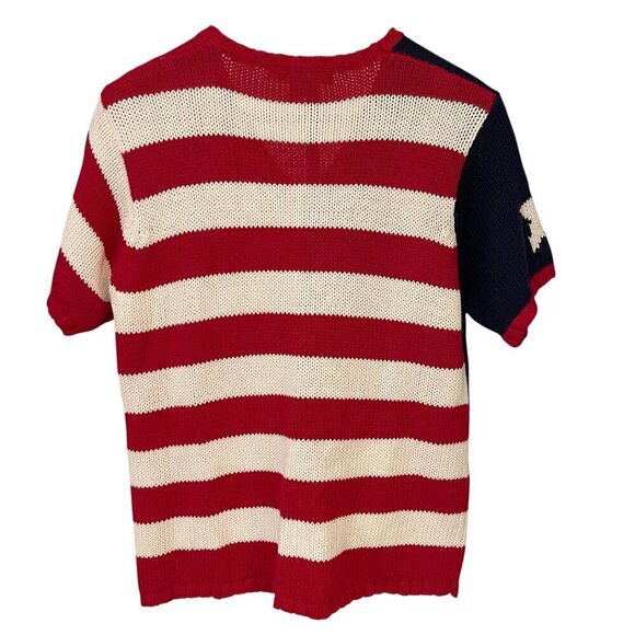 T & Company Womens Cardigan Size PL Patriotic Americana Flag Knit Vintage Style - Picture 2 of 8